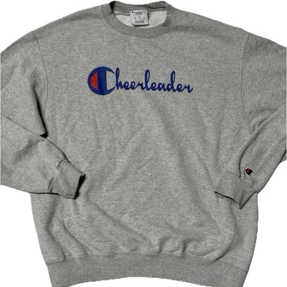 Champion Tops - Champion Cheerleader Script Crewneck Sweatshirt Gray L Powerblend Y2K